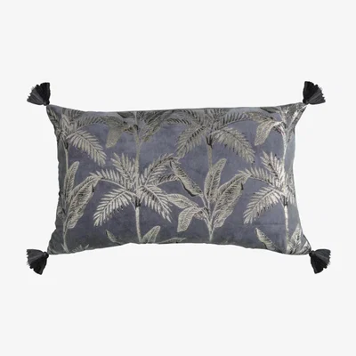 Knees Palm Tassel Metallic Cushion - Grey
