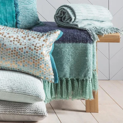 Knees Tonal Mohair Throw - Ink/Duck Egg
