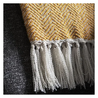 Knees Faux Mohair Chevron Throw - Ochre