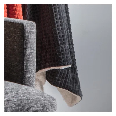 Knees Cubic Embossed Sherpa Throw - Charcoal