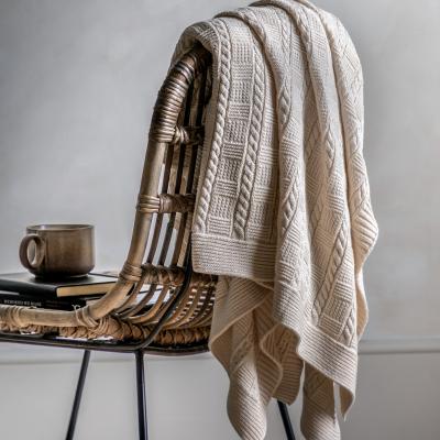 Knees Cotton Cable Throw - Cream