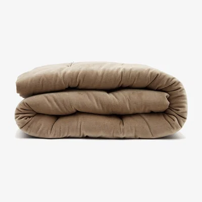 Kave Home Mayra grey cotton and velvet bedspread 100 x 180 cm