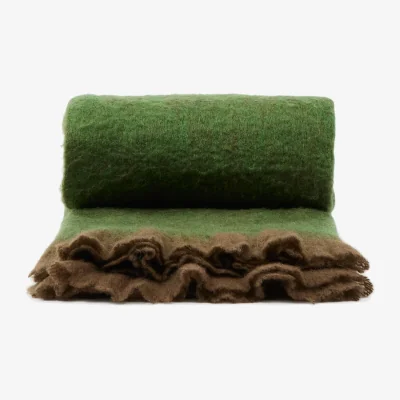 Kave Home Odelna wool and acrylic throw with ruffles in green 130 x 170 cm