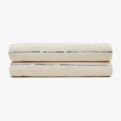 Kave Home Satisa ecru cotton bedspread with striped pattern for 90/135 cm bed