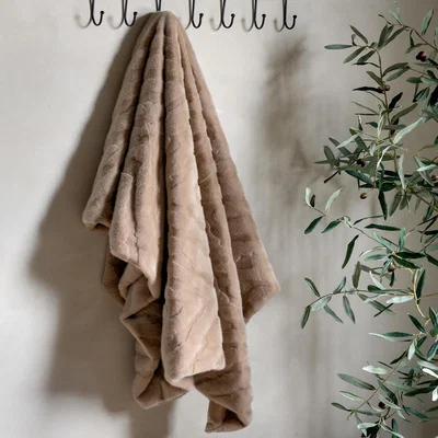 La Redoute Chevron Rabbit Fur Throw