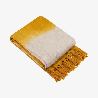 La Redoute Mizu Dip Dye Cotton Fringed Throw 130x170cm