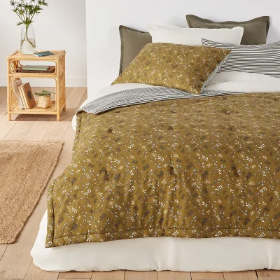 La Redoute Oita Floral Striped Washed Cotton Bedspread