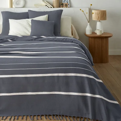 La Redoute Nedo Striped Fringed 100% Cotton Bedspread