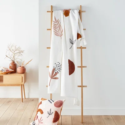 La Redoute Aurès Embroidered Throw in Tufted Cotton
