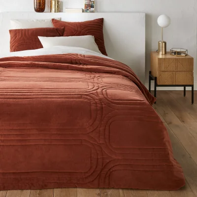 La Redoute Honorine 100% Cotton Velvet Quilted Bedspread