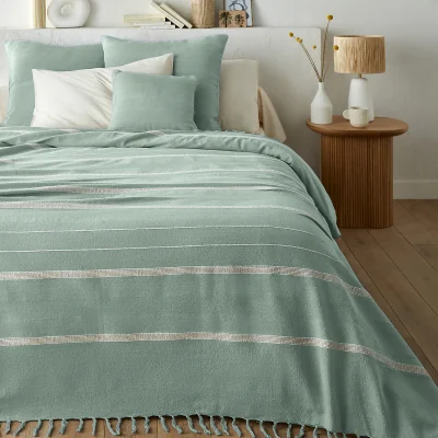 La Redoute Nedo Fringed Striped 100% Cotton Bedspread