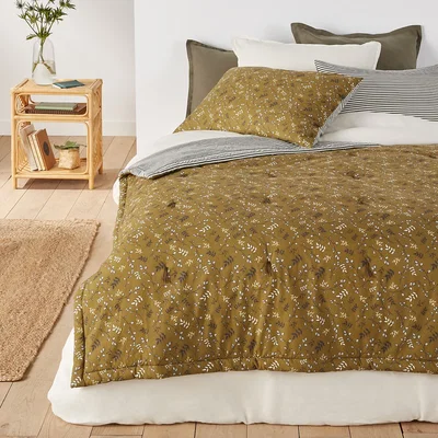 La Redoute Oita Floral Striped Washed Cotton Bedspread