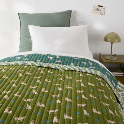 La Redoute Anoki Tiger Print Washed Cotton Quilted Bedspread
