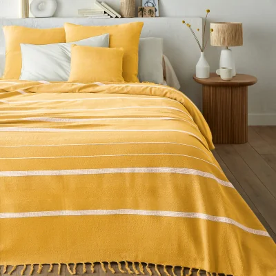 La Redoute Nedo Striped Fringed 100% Cotton Bedspread