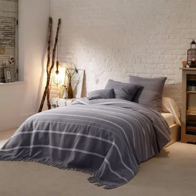 La Redoute Nedo Striped Fringed 100% Cotton Bedspread
