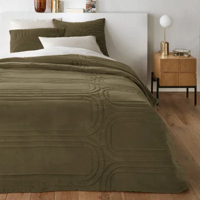 La Redoute Honorine 100% Cotton Velvet Quilted Bedspread