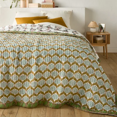 La Redoute Malyam Kantha Cotton Voile Bedspread