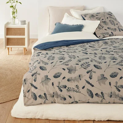 La Redoute Automne Patterned Linen / Cotton and Velvet Quilt