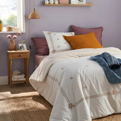 La Redoute Yvonne Embroidered Floral Quilted 100% Cotton Bedspread