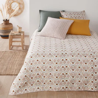 La Redoute Zinnia Kantha-Style Printed Cotton Muslin Quilt