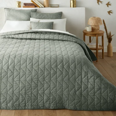 La Redoute Scenario Zig Zag Quilted Throw Bedspread in Cotton