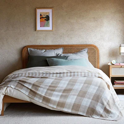 La Redoute Checked Cotton Gauze Bedspread, Calix