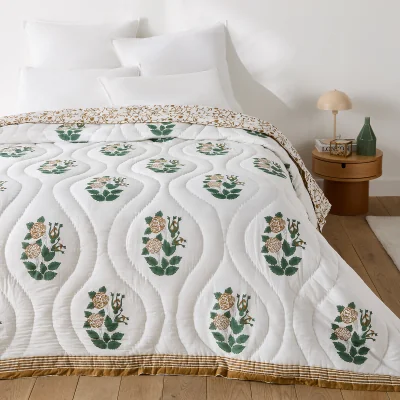 La Redoute Japali Block Print Cotton Voile Quilted Bedspread