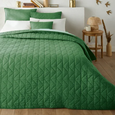 La Redoute Scenario Zig Zag Quilted Throw Bedspread in Cotton