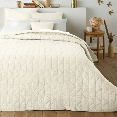 La Redoute Scenario Zig Zag Quilted Throw Bedspread in Cotton