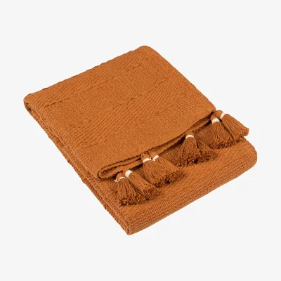 La Redoute Caliche Woven Textured Autumn Tasselled Throw 130x180cm
