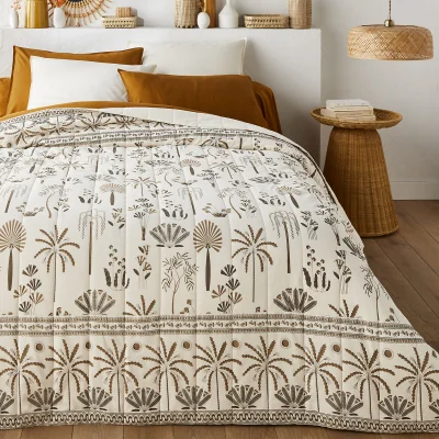 La Redoute Fayoum Palm Print 100% Washed Cotton Bedspread