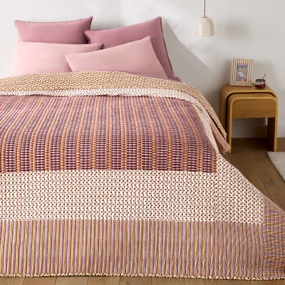 La Redoute Nahro Patchwork Print Washed Cotton Quilted Bedspread