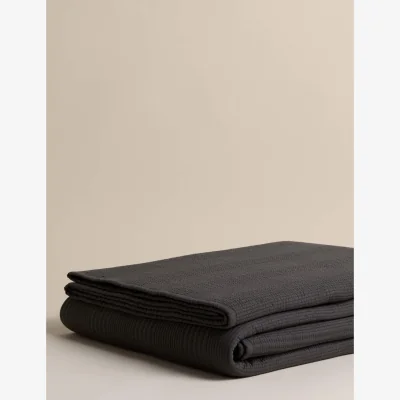 Marks & Spencer M&S Cotton Rich Ribbed Bedspread with Linen Charcoal