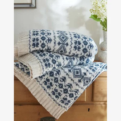 Marks & Spencer Laura Ashley Selsey Fair Isle Throw Blue Mix