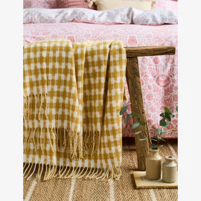 Marks & Spencer Laura Ashley Knapton Gingham Throw Yellow Mix