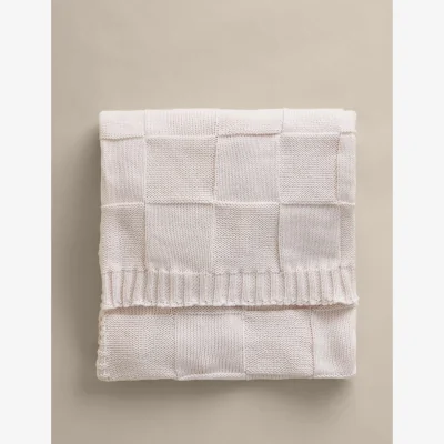 Marks & Spencer M&S Knitted Checkerboard Large Throw Neutral