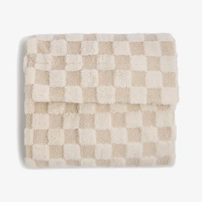 Marks & Spencer M&S Fleece Checked Throw - Cream Mix, Cream Mix