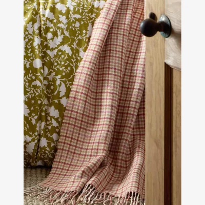 Marks & Spencer Laura Ashley Padbury Check Reversible Tassled Throw Orange Mix