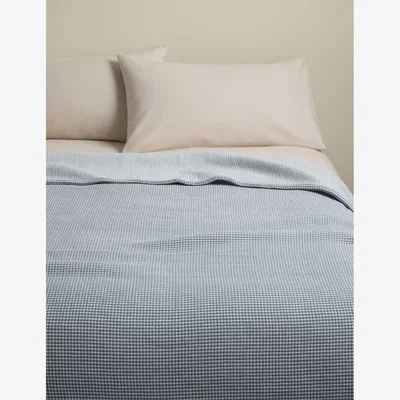 Marks & Spencer M&S Cotton Rich Gingham Bedspread Slate Blue