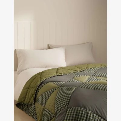 Marks & Spencer M&S Pure Cotton Quilted Patchwork Bedspread Green