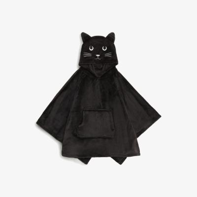 Marks & Spencer The M&S Snuggle Fleece Cat Kids Hooded Blanket - Large - Black, Black