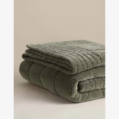 Marks & Spencer M&S Pure Cotton Velvet Bedspread Khaki