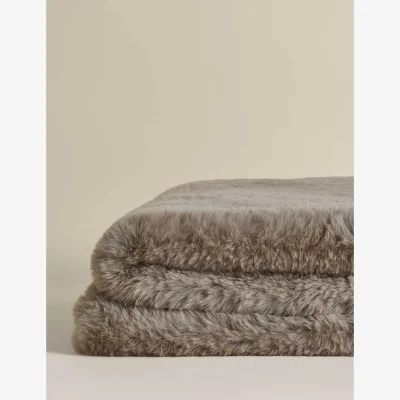 Marks & Spencer M&S X Kelly Hoppen Kelly Hoppen Faux Fur Throw Taupe