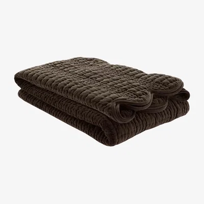 Marks & Spencer Laura Ashley Velvet Scalloped Bedspread Dark Brown