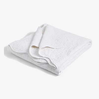 Marks & Spencer M&S Collection Velvet Quilted Scallop Bedspread - XL - Soft White, Soft White