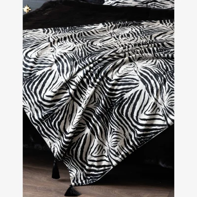 Marks & Spencer Rockett St George Velvet Zebra Tassled Throw Black Mix