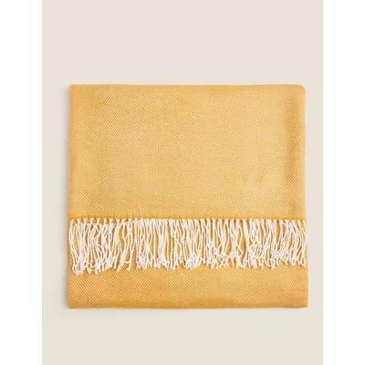 Marks & Spencer M&S Herringbone Throw - Ochre, Ochre,Light Grey,Blush,Navy