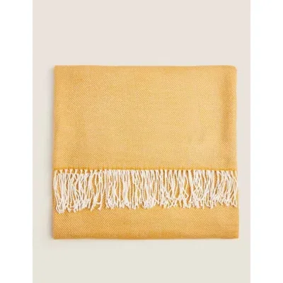 Marks & Spencer M&S Herringbone Throw - Ochre, Ochre,Light Grey,Blush,Navy