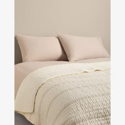 Marks & Spencer M&S Pure Cotton Yarn Dyed Striped Bedspread White