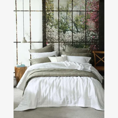 Marks & Spencer MM Linen Pure Linen Laundered Bedspread Set Olive